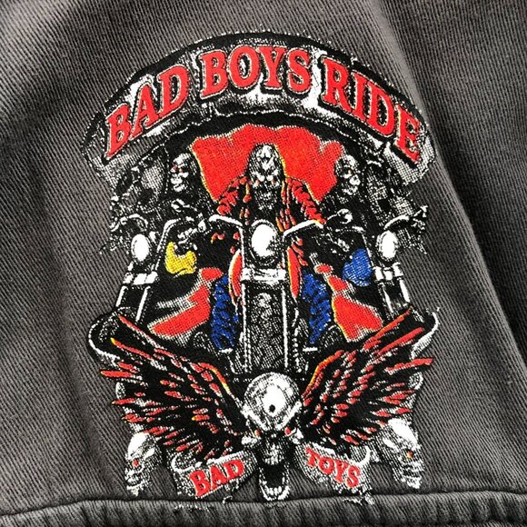 Biker Design Mens Shirt Large Graphic Prinnt Top Gray Sleeveless Button Up Y2K - Picture 6 of 9